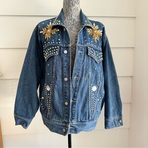 Vintage Studded and Embellished Denim Jacket by Freego